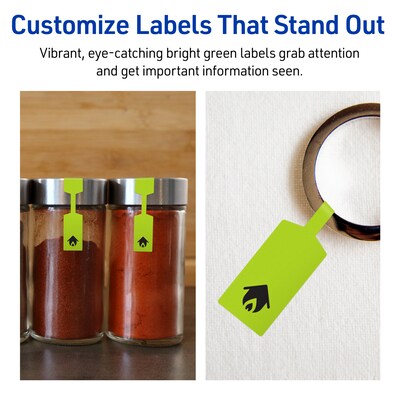 Avery Printable Decorative Edge Multipurpose Labels, 0.5" x 2.5", Bright Green, 450/Pack (94749)