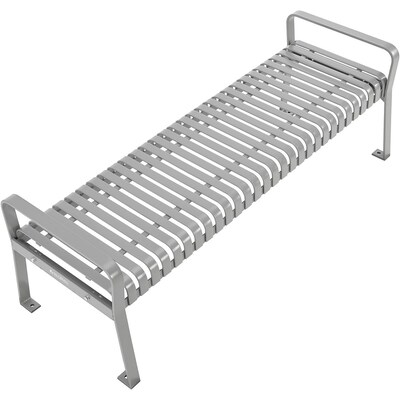 Global Industrial 6' Outdoor Bench, Backless, Vertical Steel Slat, Gray (262113GYKD)
