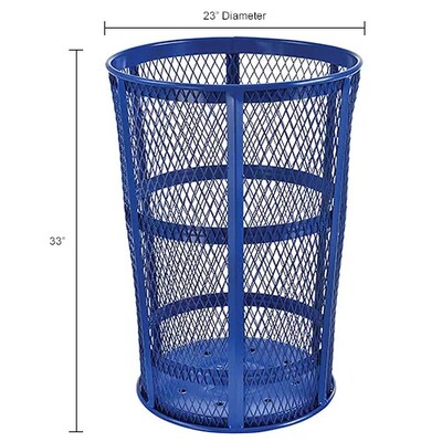 Global Industrial Outdoor Steel Mesh Corrosion-Resistant Trash Can, 48 Gallon, Blue (237634BL)