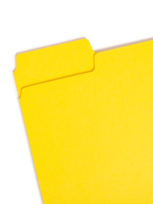 Smead SuperTab File Folder, Oversized 1/3-Cut Tab, Letter Size, Yellow, 100/Box (11984)