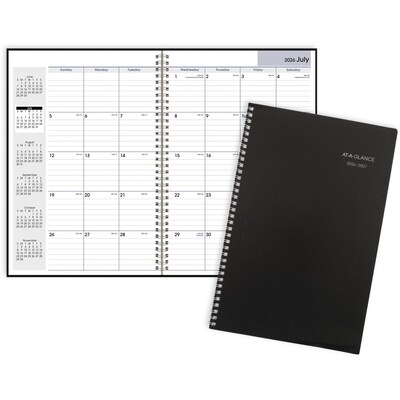 2026-2027 AT-A-GLANCE DayMinder 8 x 12 Academic Monthly Planner, Faux Leather Cover, Black (AY2-00-27)