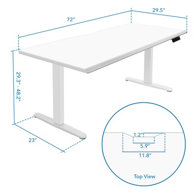 Mount-It! Dual Motor 72"W Electric Adjustable Standing Desk, White (MI-18124)