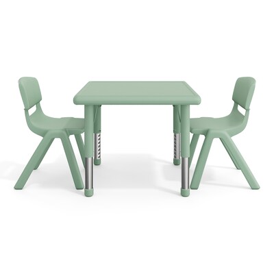 Flash Furniture Emmy Square Activity Table Set, 24" x 24", Height Adjustable, Sage (YCX232SQRTBSGER)