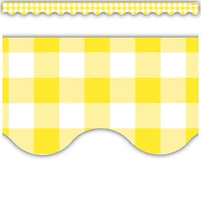 Teacher Created Resources Yellow Gingham Scalloped Border Trim, 35 ft., Yellow, 6 Packs (TCR8500-6)