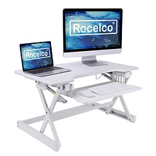 Rocelco 32 Height Adjustable Standing Desk Converter, Tall Sit Stand Up Retractable Keyboard Riser,