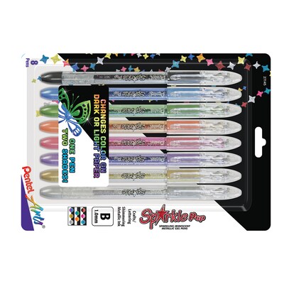 Pentel Arts Sparkle Pop Metallic Gel Ink Pens, Assorted Colors, 8/Pack (PTAK91PABP8M)