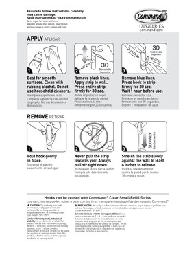 Command Small Hooks, 1 lb., Clear, 2/Pack (17092CLR-ES)