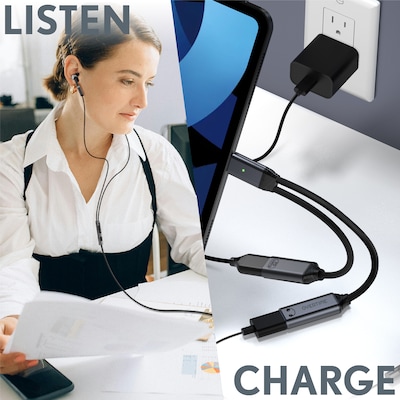 Delton 18EC Wired Earbuds & 2-in-1 USB-C Splitter Adapter Bundle, Black (DWH18ECBKKT1)