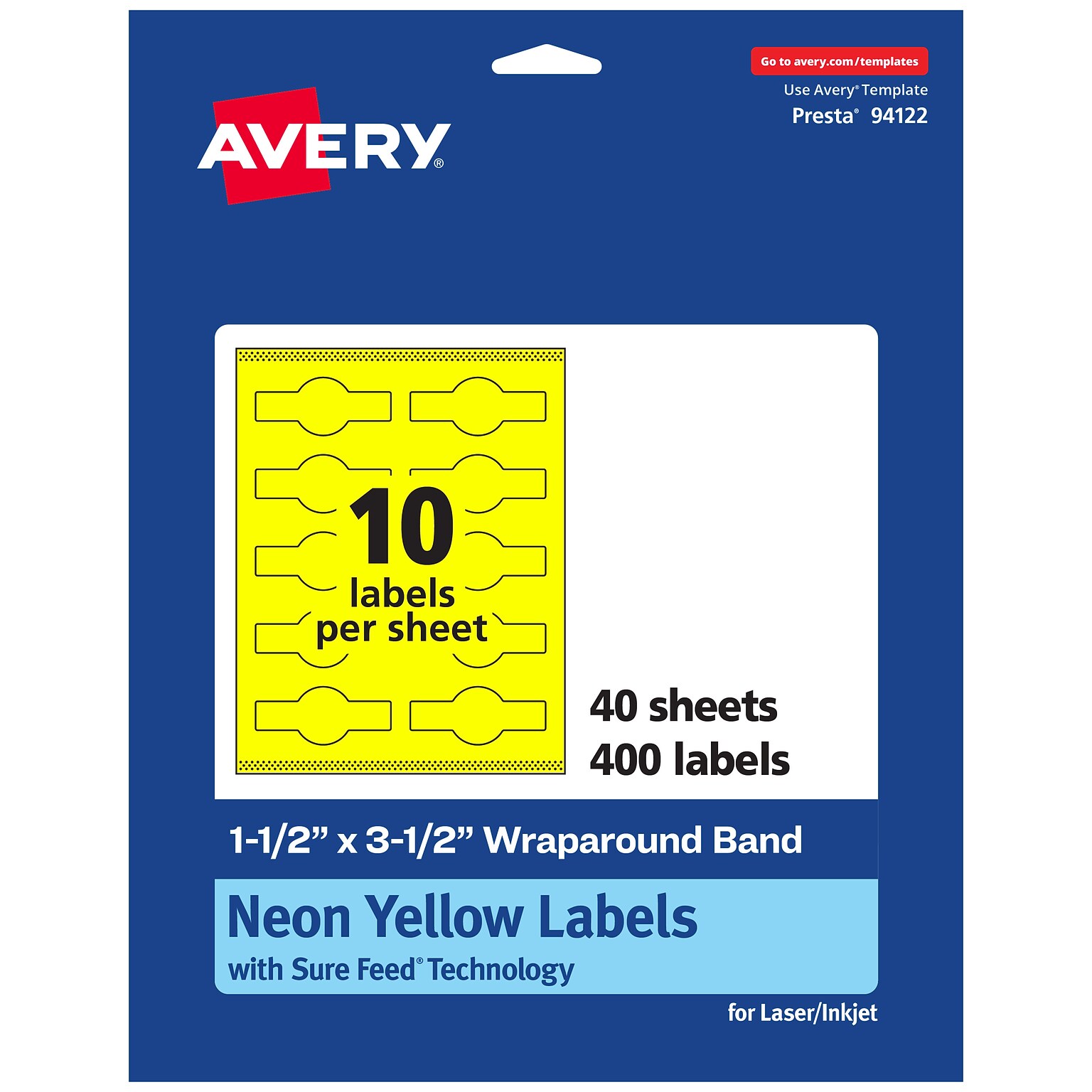 Avery Cigar Laser/Inkjet Multipurpose Labels, 1.5 x 3.5, Neon Yellow (400/Box)
