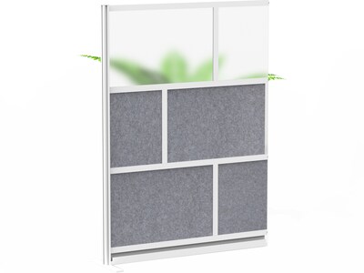 Luxor Modular Room Divider Add-On Wall, 70"H x 53"W, Gray/Frosted PET/Acrylic (MW-5370-XFCG)