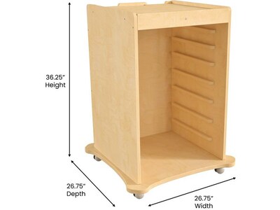 Flash Furniture Bright Beginnings Mobile Storage Cart, 36.25"H x 26.75"W x 26.75"D, Brown (MK-ME06639-GG)