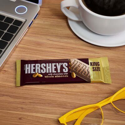 HERSHEY'S King Size Milk Chocolate with Whole Almonds Candy Bars, 2.6 oz., 18/Box (HEC22100)