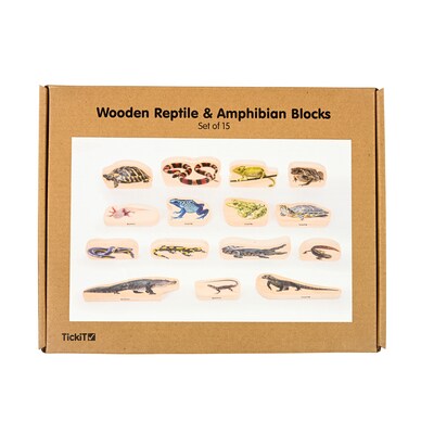 TickiT Wooden Reptile & Amphibian Blocks, Natural, 15/Set (CTU73570)