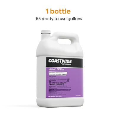 Coastwide Professional Lemon DC Plus Disinfectant Cleaner, Lemon Scent, 1 Gallon, 4/Carton (CW045CN01-A)