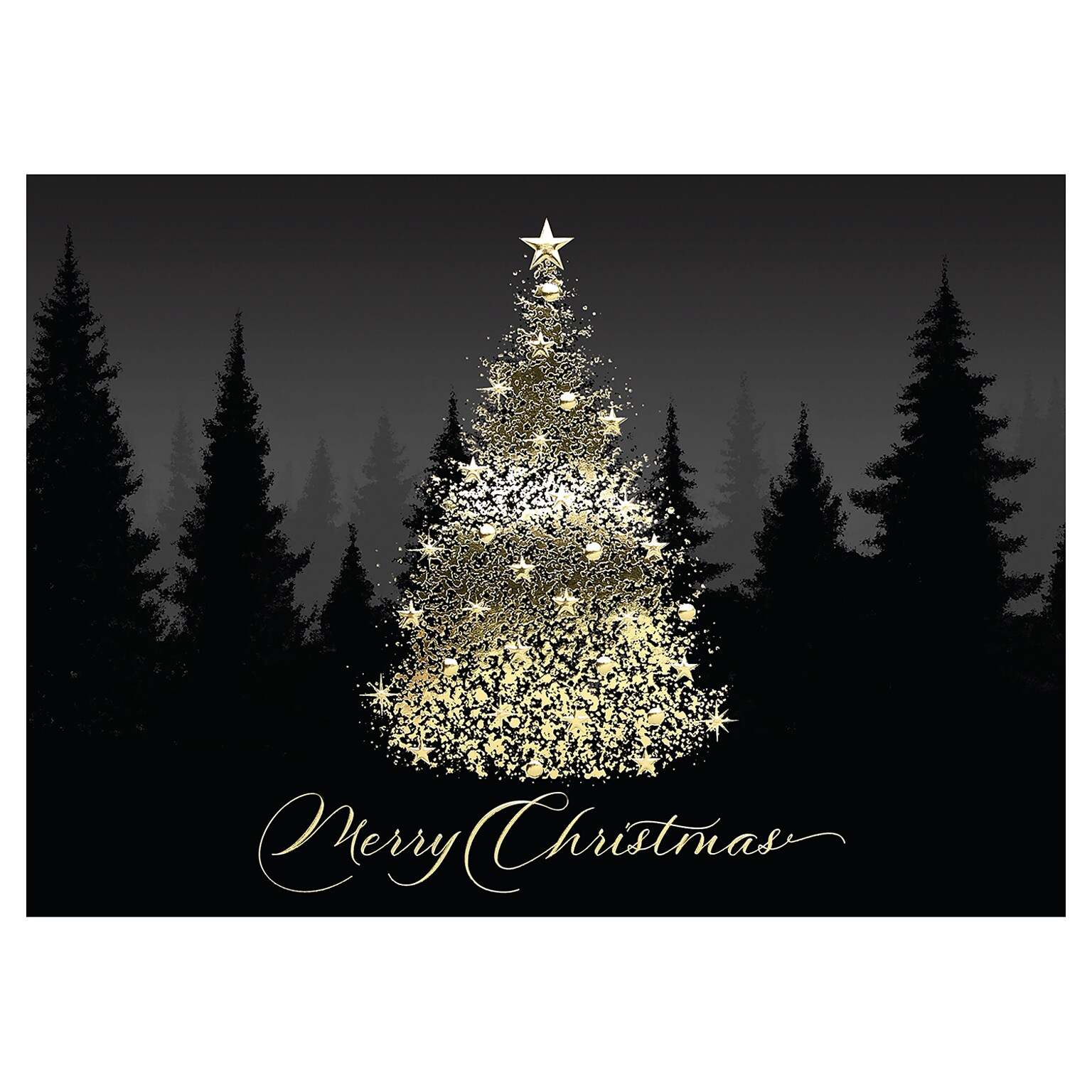 Custom Sparkly Tree Cards, with Envelopes, 7 7/8 x 5 5/8 Holiday Card, 25 Cards per Set