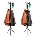 Mind Reader Alloy Collection Coat Rack with 8 Hooks, Black, Metal, 2/Set (2CRACK11-BLK)