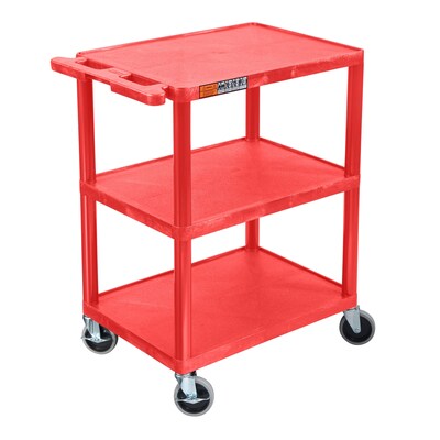 Luxor ENDURA 3-Shelf Utility Cart, Red (HE34-RD)