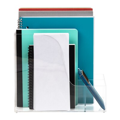 Mind Reader 3-Compartment Acrylic Desk Organizer, Clear (AMAG-CLR)