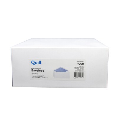 Quill Brand Gummed Security Tinted #10 Business Envelope, 4 1/8 x 9 1/2, White Wove, 500/Box (69679 / 70695)