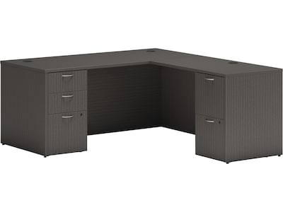 HON Mod 66W L-Shaped Double-Pedestal Desk, Slate Teak (HLPL6672LDESKSL1)