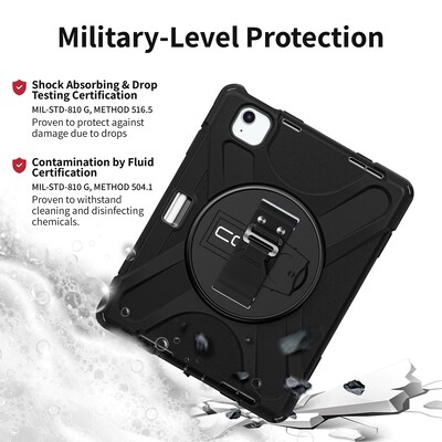 CODi Rugged Case Integrated Screen Protector for iPad Air 11" (M2/M3), Pro 11" (1-4 Gen), Air 10.9" (4-5 Gen), Black