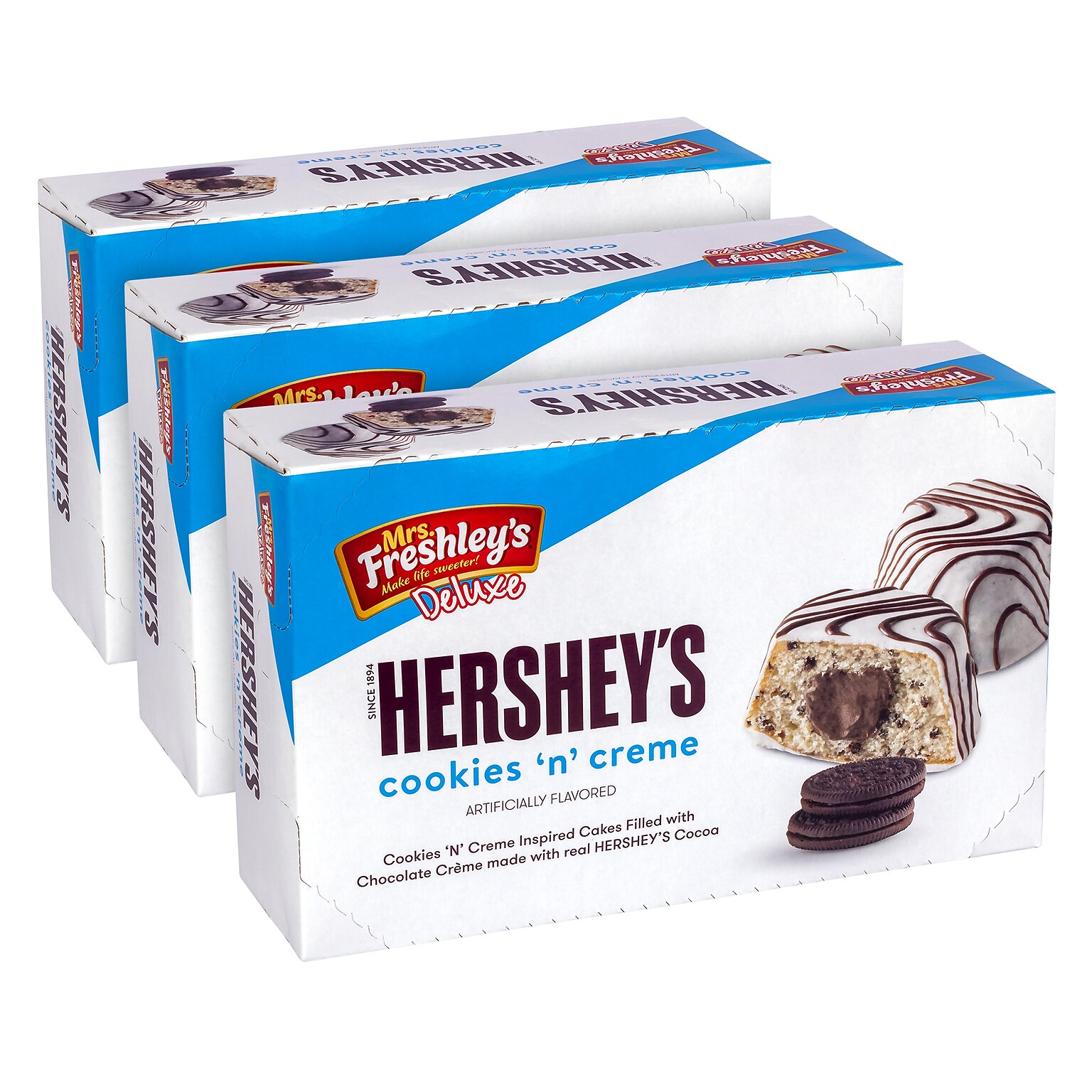 Mrs. Fresheys Hersheys Cookies & Creme Cakes, 28 oz, 24/Pack (600-04146)