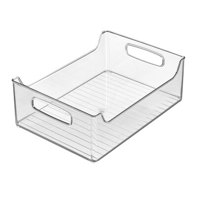 iDESIGN Small Stackable Plastic Storage Bin with Handles, Clear (73330)