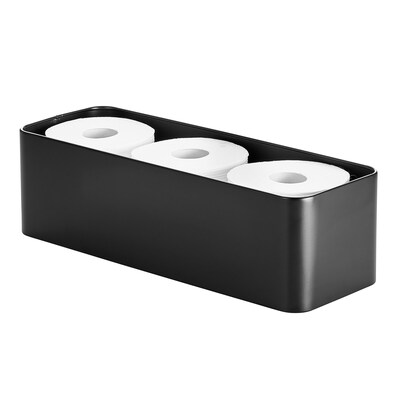 mDesign 3-Roll Steel Toilet Paper Storage Holder, Matte Black (25983)