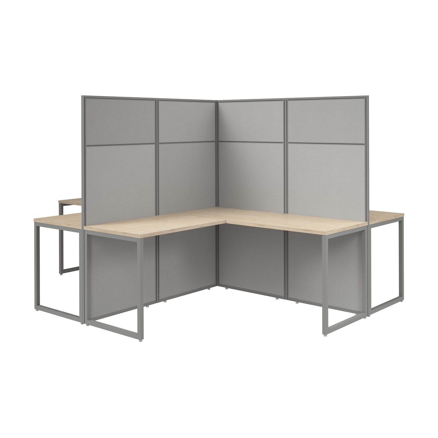 Bush Business Furniture Easy Office 66H x 119W 4 Person X-Shaped Cubicle Panel Workstation, Natural Elm (EODH760NE-03K)