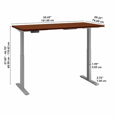 Bush Business Furniture Move 60 Series 27''-47'' Adjustable Standing Desk, Hansen Cherry (M6S6030HCSK)