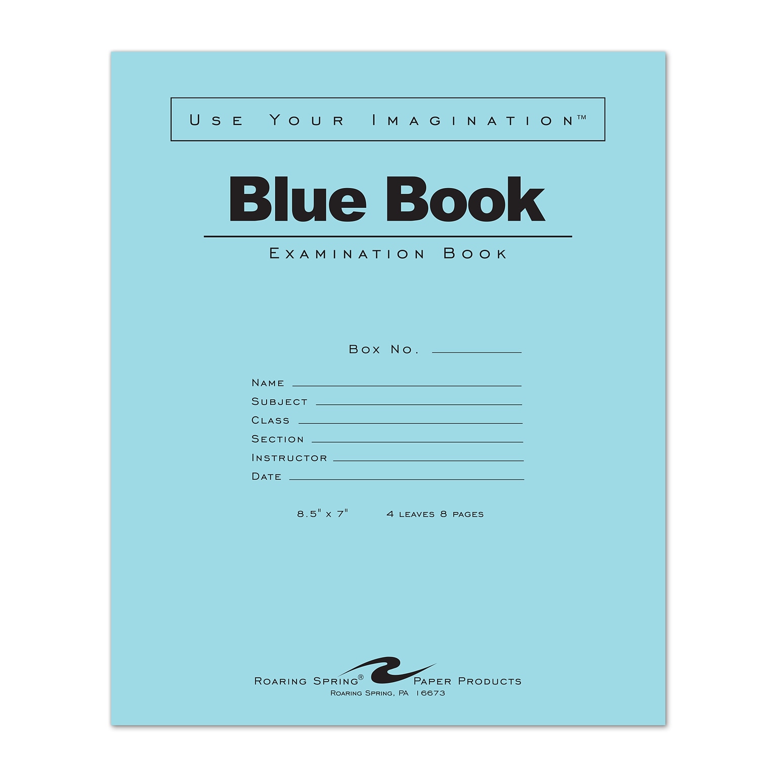 Roaring Spring Paper Products 1-Subject Exam Notebooks, 7 x 8.5, Wide Ruled, 4 Sheets, Blue (ROA77510)