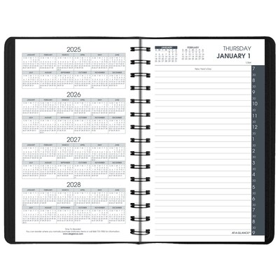 2026 AT-A-GLANCE My Day 5" x 8" Daily Appointment Book, Faux Leather Cover Black (70-207-05-26)