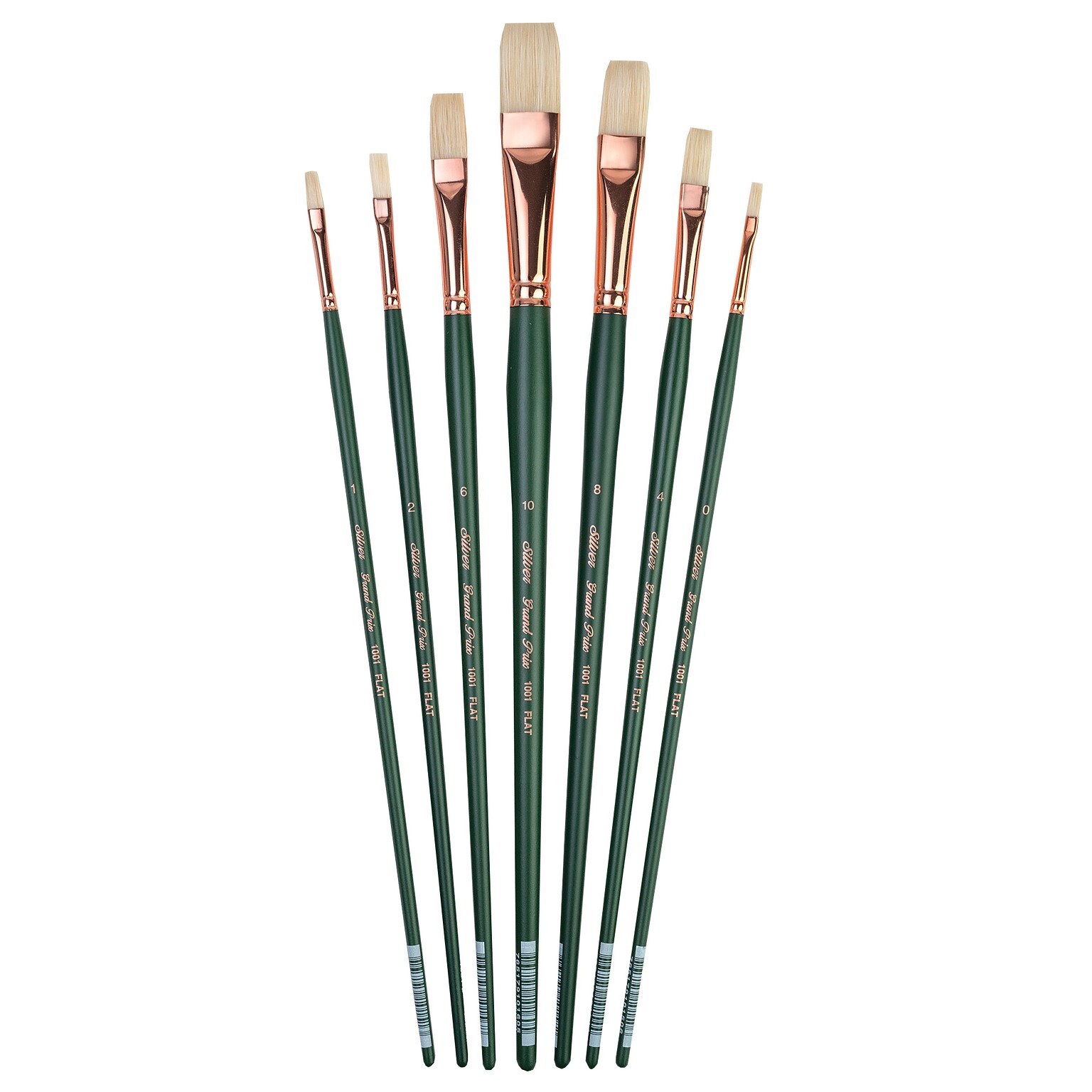 Silver Brush Natural Hog Bristle, Grand Prix All Flat Brushes, 7/Pack (SLVGP1064)
