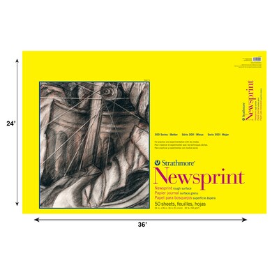 Strathmore 300 Series 24 x 36 Tape Bound Newsprint Sketch Pad, 50 Sheets/Pad (STTP3078241)