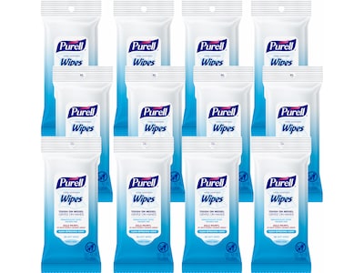 PURELL Hand Sanitizing Wipes, Clean Refreshing Scent, 20 Wipes/Pack, 12 Packs/Carton (9124-12-CMR)