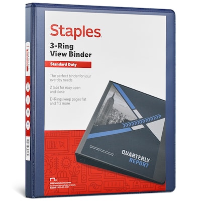 Staples 1/2 3-Ring View Binder, D-Ring, Navy Blue (26427-CC)