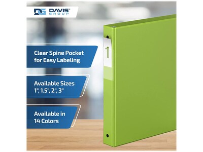 Davis Group Premium Economy 1" 3-Ring Non-View Binders, Lime Green, 6/Pack (2311-24-06)