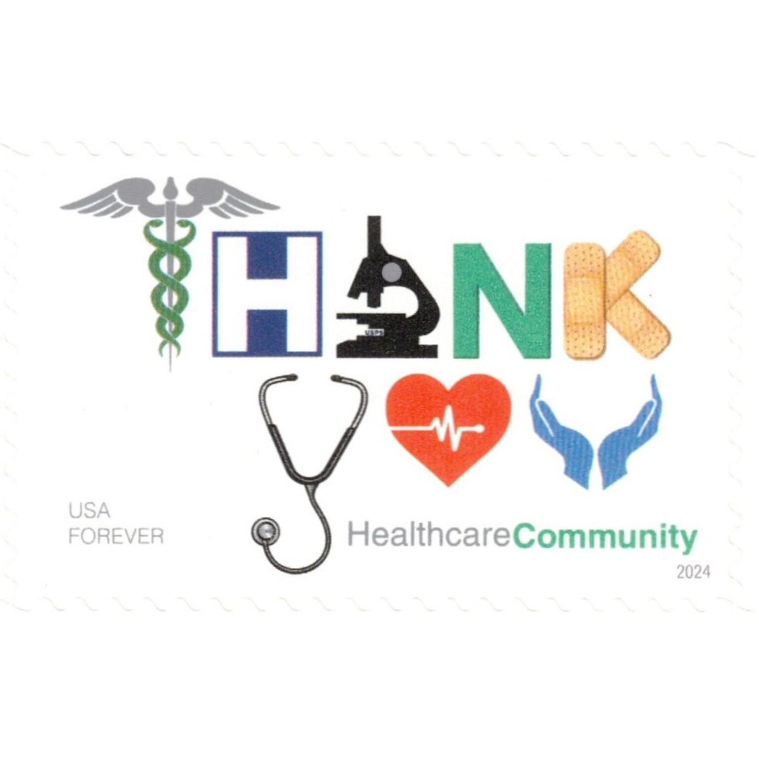 USPS Thank You Healthcare Community Forever, 20 Postage Stamps (FOR-TYHEALTH-20)