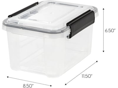Iris WeatherPro Stackable Polypropylene Storage Box, 6.5 x 11.5 x 8.5, 6.5 Qt., Clear, 6/Pack (11