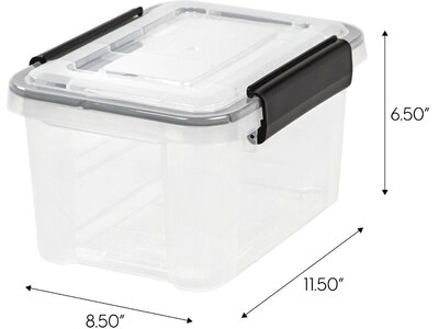 Iris WeatherPro Stackable Polypropylene Storage Box, 6.5" x 11.5" x 8.5", 6.5 Qt., Clear, 6/Pack (110341)