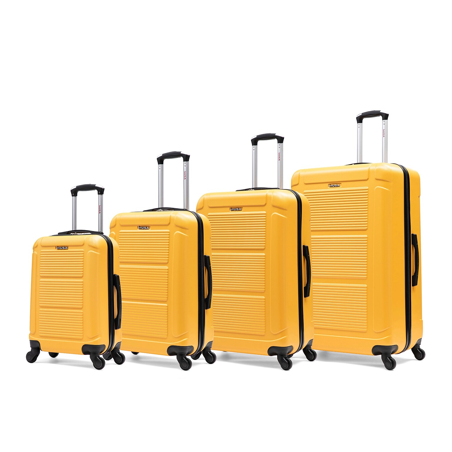 InUSA Pilot 4-Piece Hardside Spinner Luggage Set, TSA Checkpoint Friendly, Mustard (IUPILSMLXL-MUS)