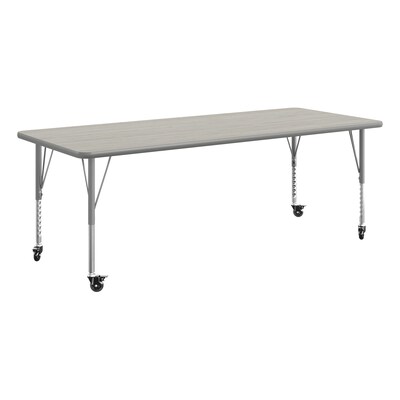 Flash Furniture Wren Rectangular Activity Table, 72 x 30, Height Adjustable, Light Gray Top/Silver Frame (XUA3072RECLGTPC)