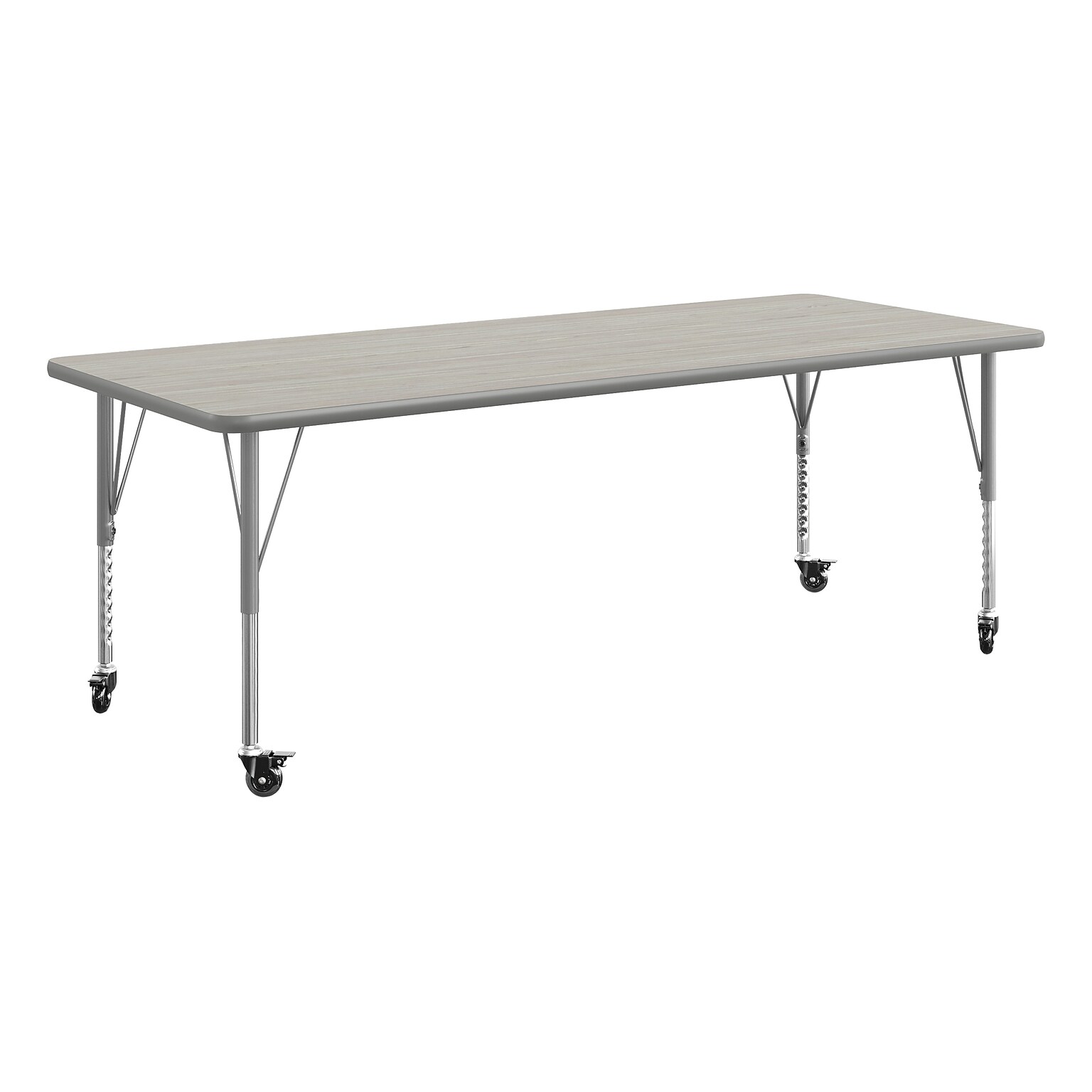 Flash Furniture Wren Rectangular Activity Table, 72 x 30, Height Adjustable, Light Gray Top/Silver Frame (XUA3072RECLGTPC)