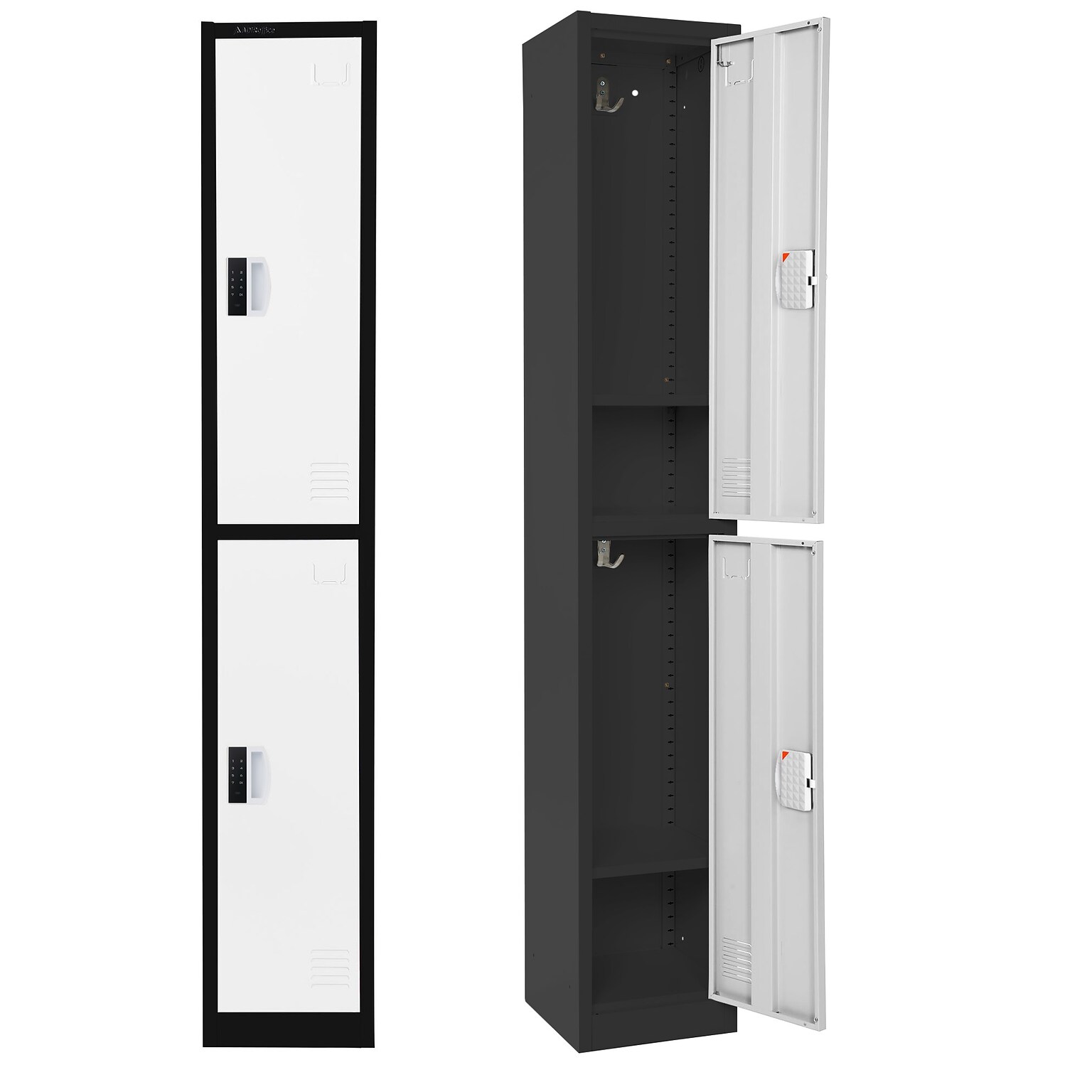 AdirOffice 72H 2-Tier Black/White Storage Locker (ADI629-202-B-W-DL)