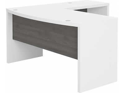 Bush Business Furniture Echo 60W L Shaped Bow Front Desk, Pure White/Modern Gray (ECH025WHMG)