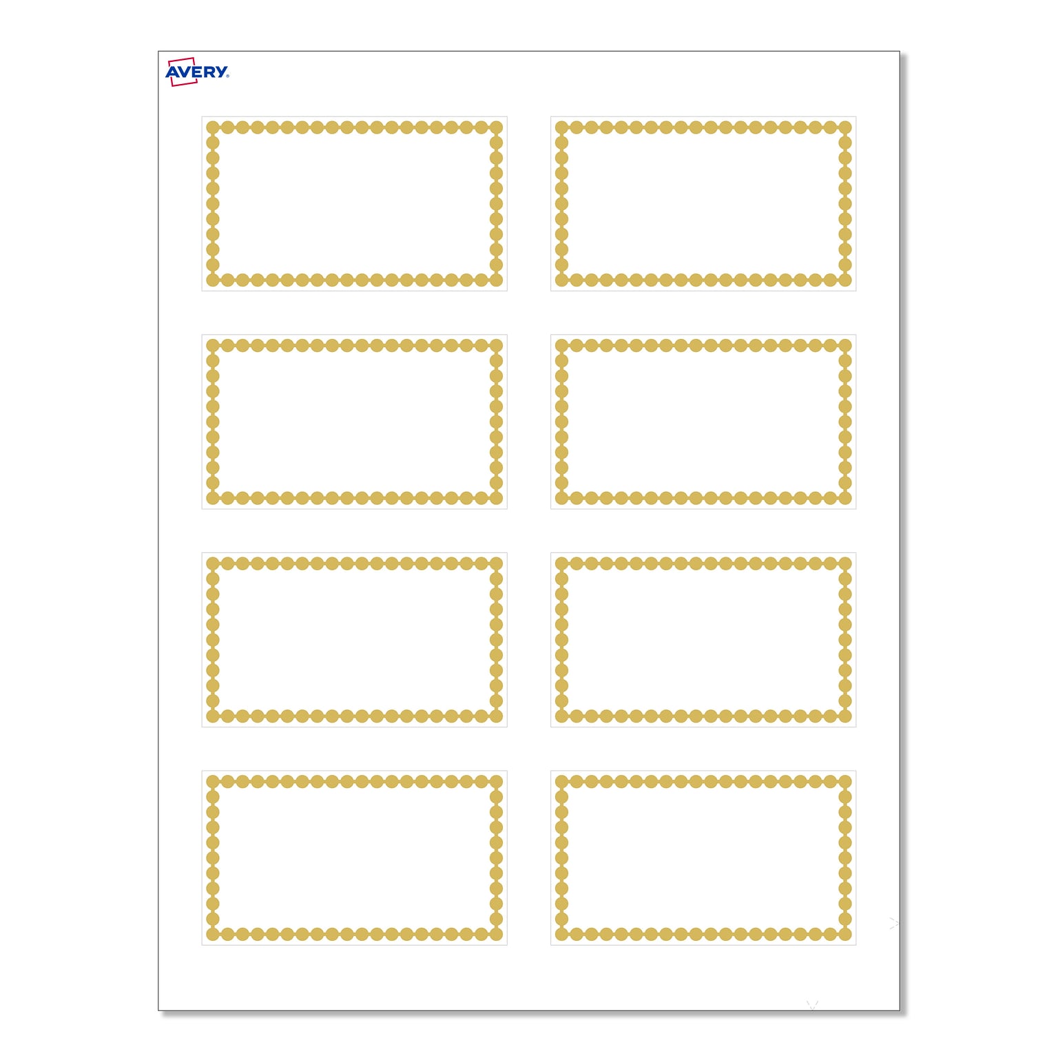 Avery Gold Beads Matte Blank Card, White, 80/Pack (S00-D1M)