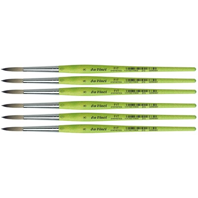 da Vinci FIT Mixed Media Synthetic Bristle, Round Brush, 6/Pack (DVXVA3738-6)