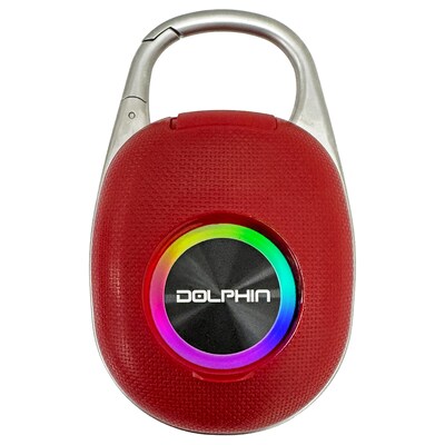 Dolphin Audio Wireless Bluetooth Portable Clip Speaker, Waterproof, Red (CLP-500)