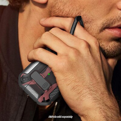 SaharaCase Raider Series Heavy Duty Secure Lock Case for Airpods Pro 3, Shock Absorbing Corners, Camo Red (HP00225)