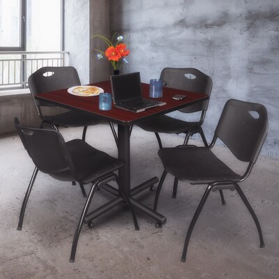 Regency 36 Laminate, Melamine and Steel Square Lunch Table with Stacker Chairs Black (TKB3636MH47BK)